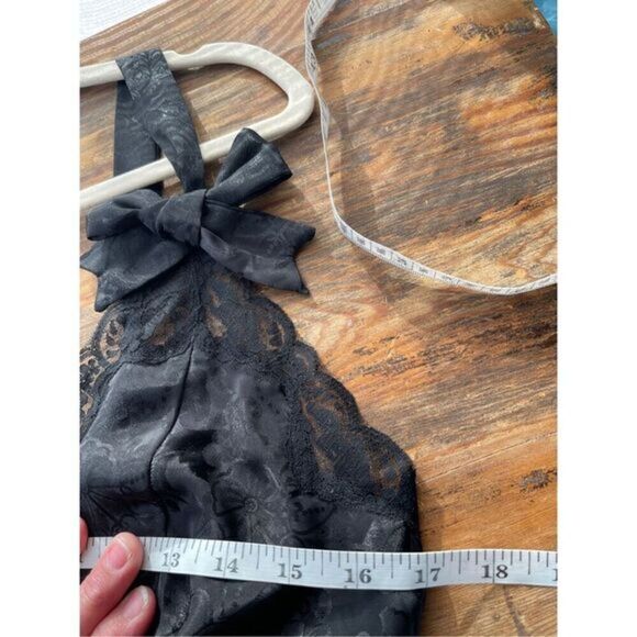 T1 VTG‎ Victoria's Secret Floral Teddy Bodysuit Black Gold Label - Picture 6 of 7